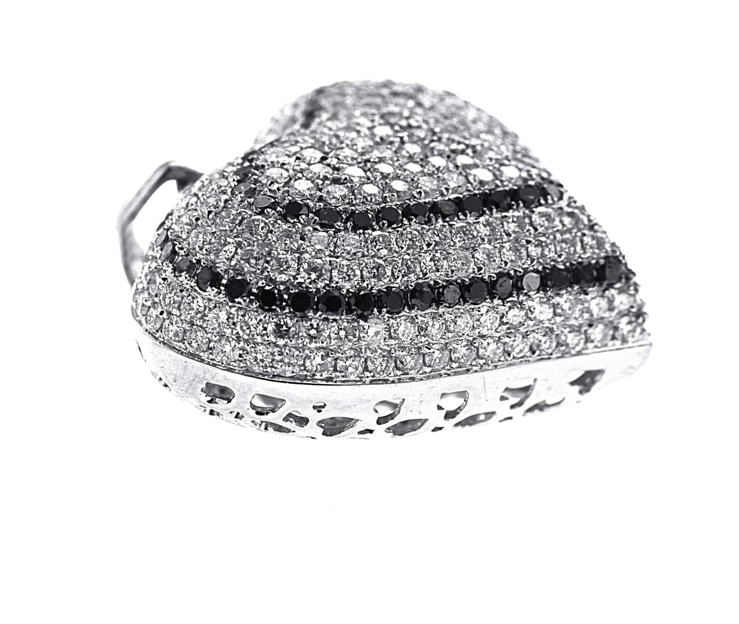 Black and White Diamond Heart Pendant