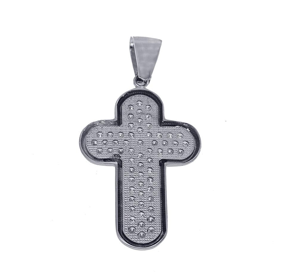 Unisex White Gold Cross with Diamonds