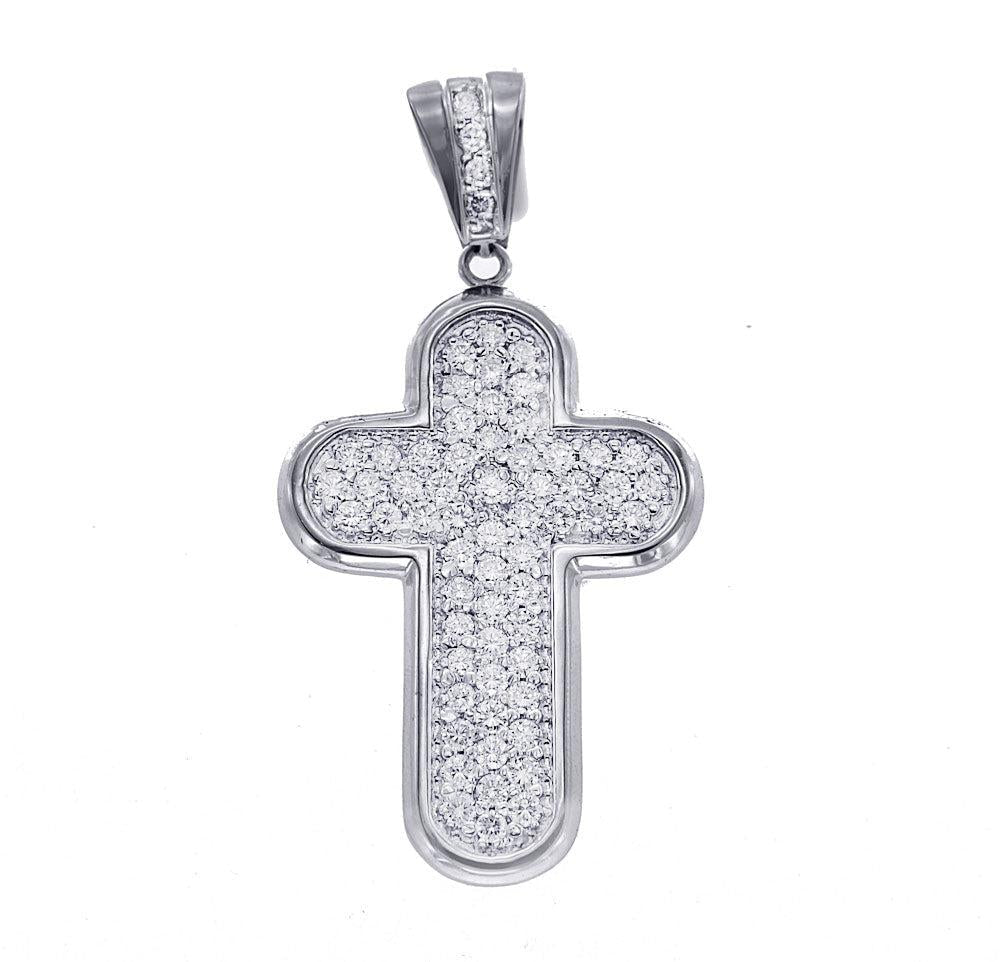 Unisex White Gold Cross with Diamonds
