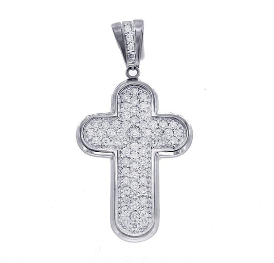 Unisex White Gold Cross with Diamonds
