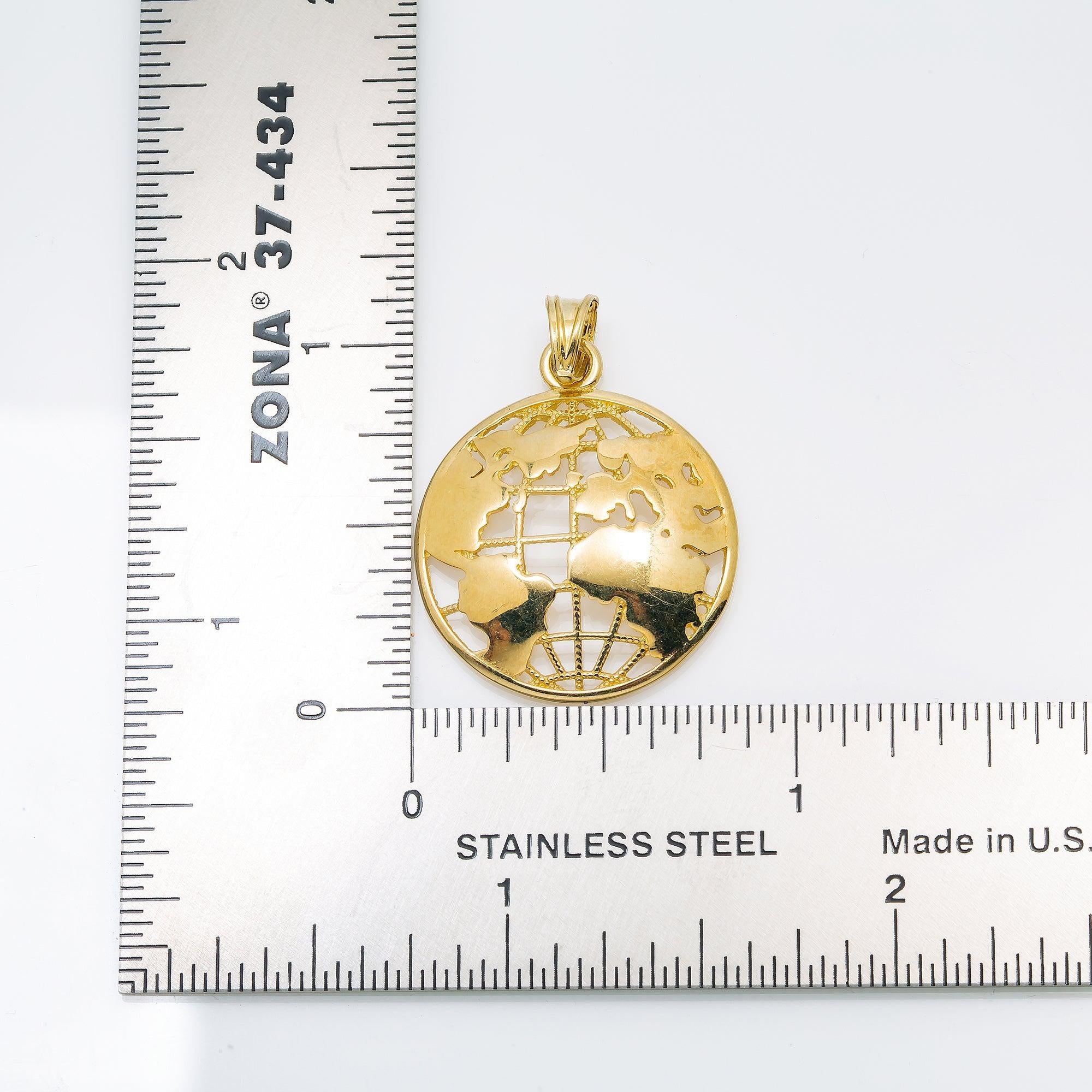 10K GOLD OPEN WORLD PENDANT 1.12"