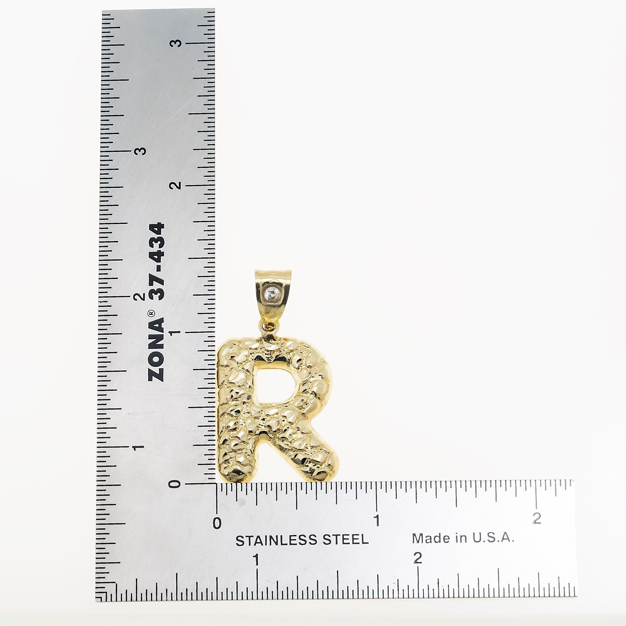 10K GOLD NUGGET INITIAL R PENDANT 2.3G