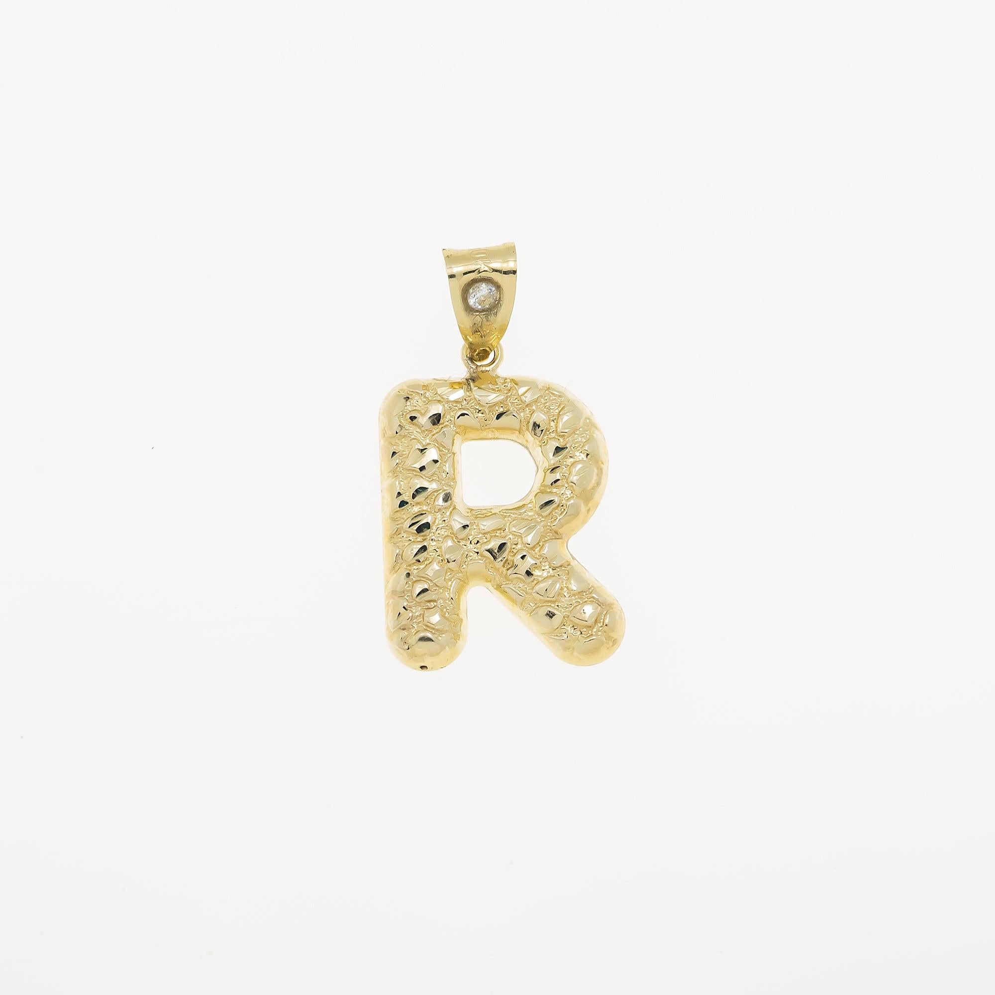 10K GOLD NUGGET INITIAL R PENDANT 2.3G