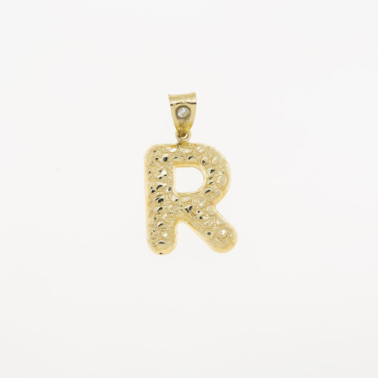 10K GOLD NUGGET INITIAL R PENDANT 2.3G