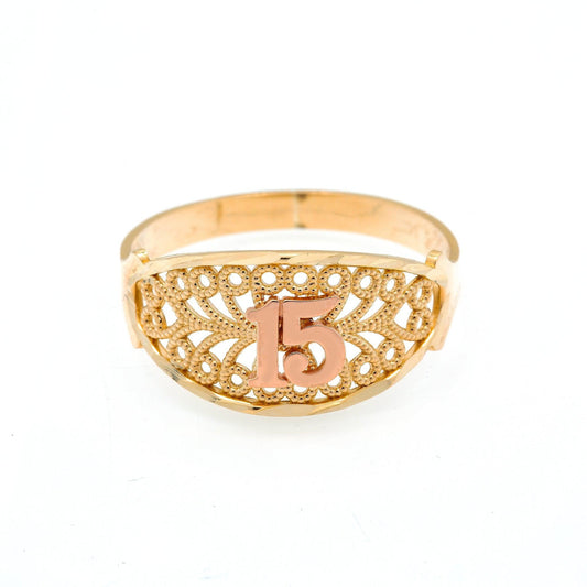 10K GOLD TWO TONE NUMBER 15 RING 1.9G