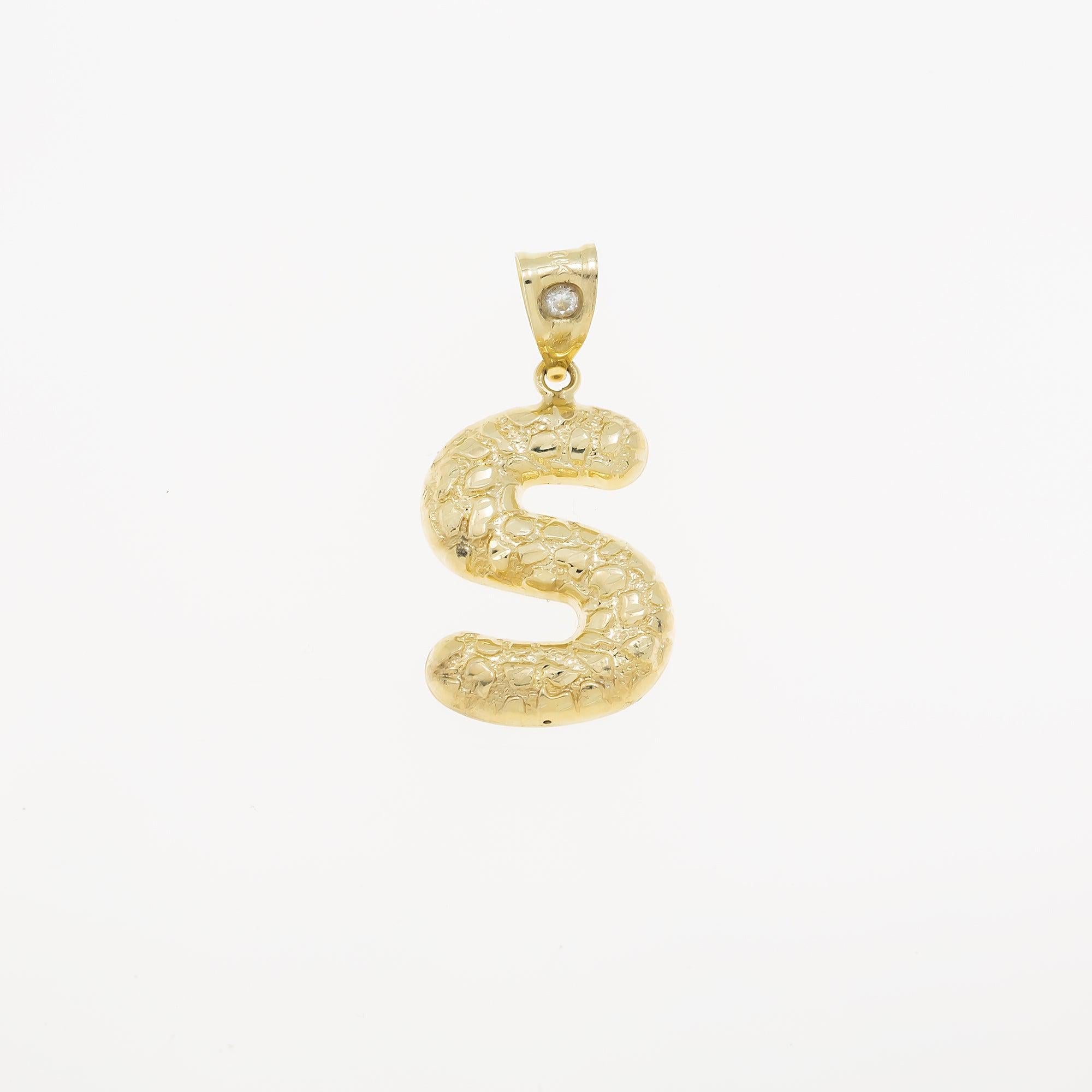 10K GOLD NUGGET INITIAL S PENDANT 2.2G
