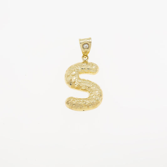 10K GOLD NUGGET INITIAL S PENDANT 2.2G