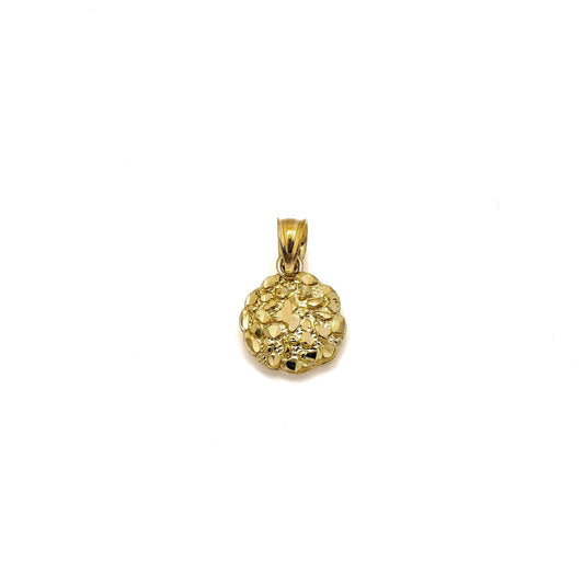 10K GOLD CIRCLE NUGGET PENDANT 0.65"