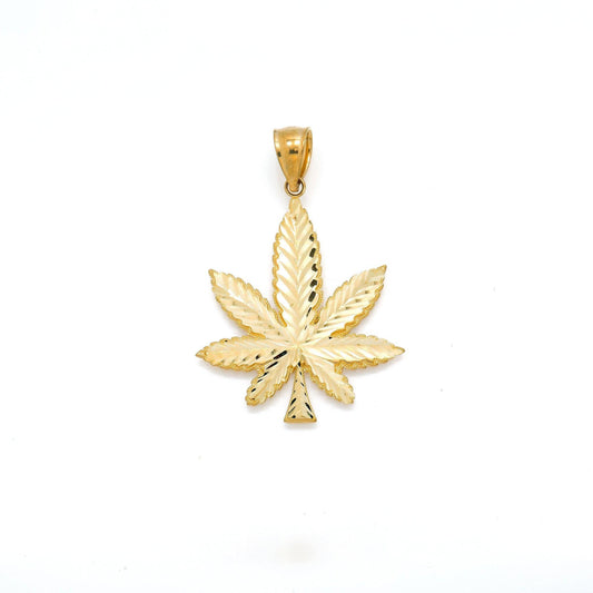 14k GOLD CANNABIS LEAF PENDANT 1.56"