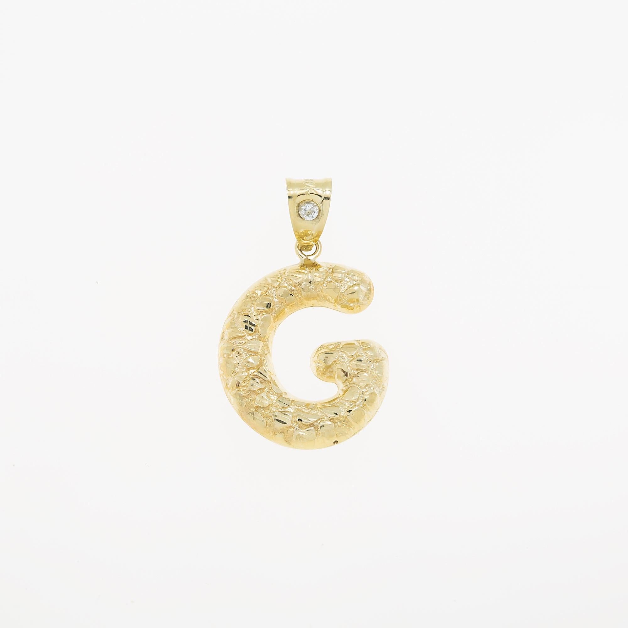 10K GOLD NUGGET INITIAL G PENDANT 2.3G