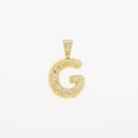 10K GOLD NUGGET INITIAL G PENDANT 2.3G