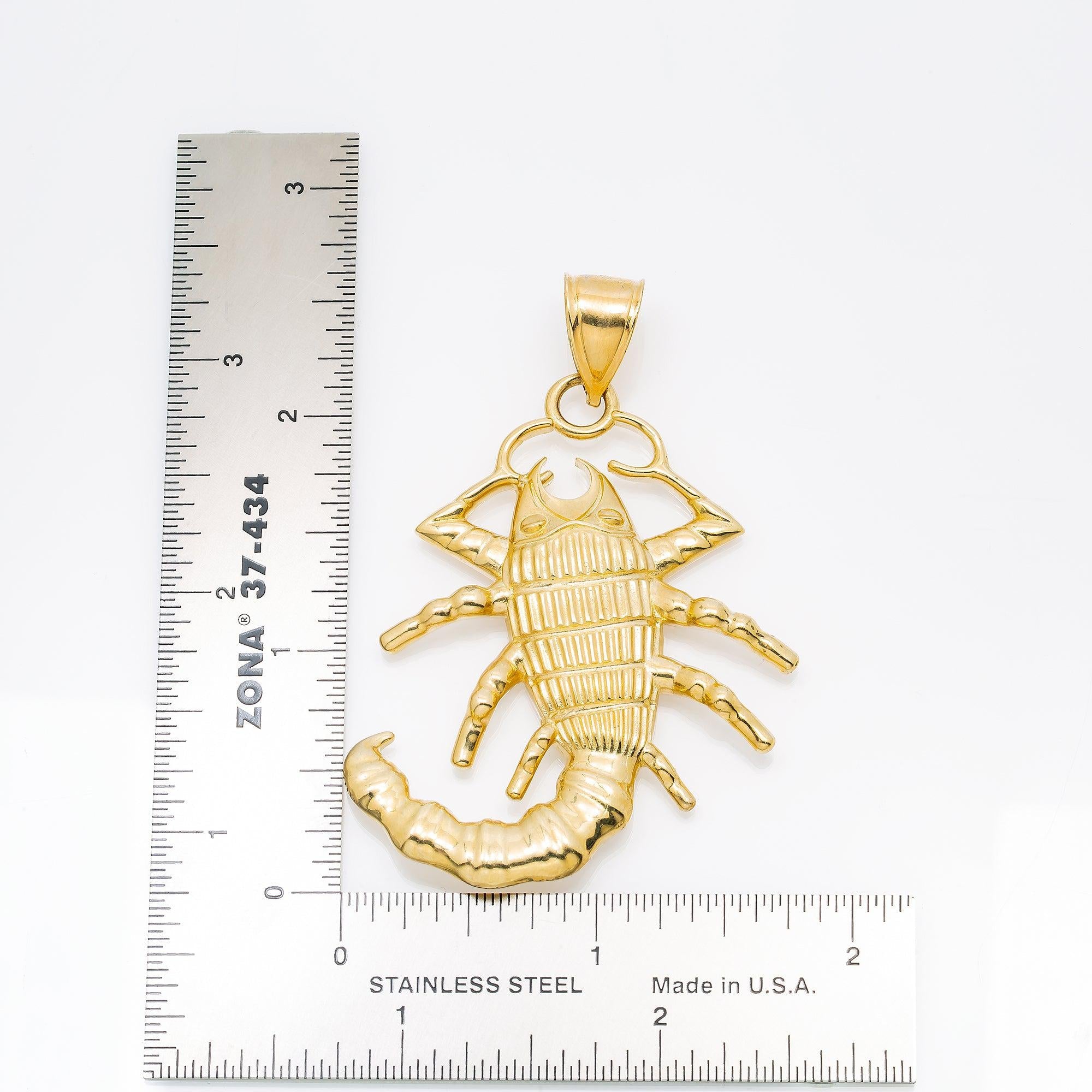10K GOLD SCORPION PENDANT 2.6"
