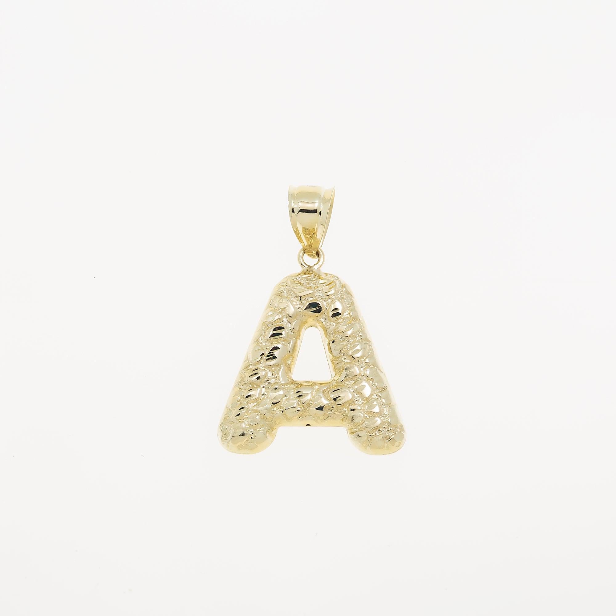 10K GOLD NUGGET INITIAL A PENDANT 2.2G