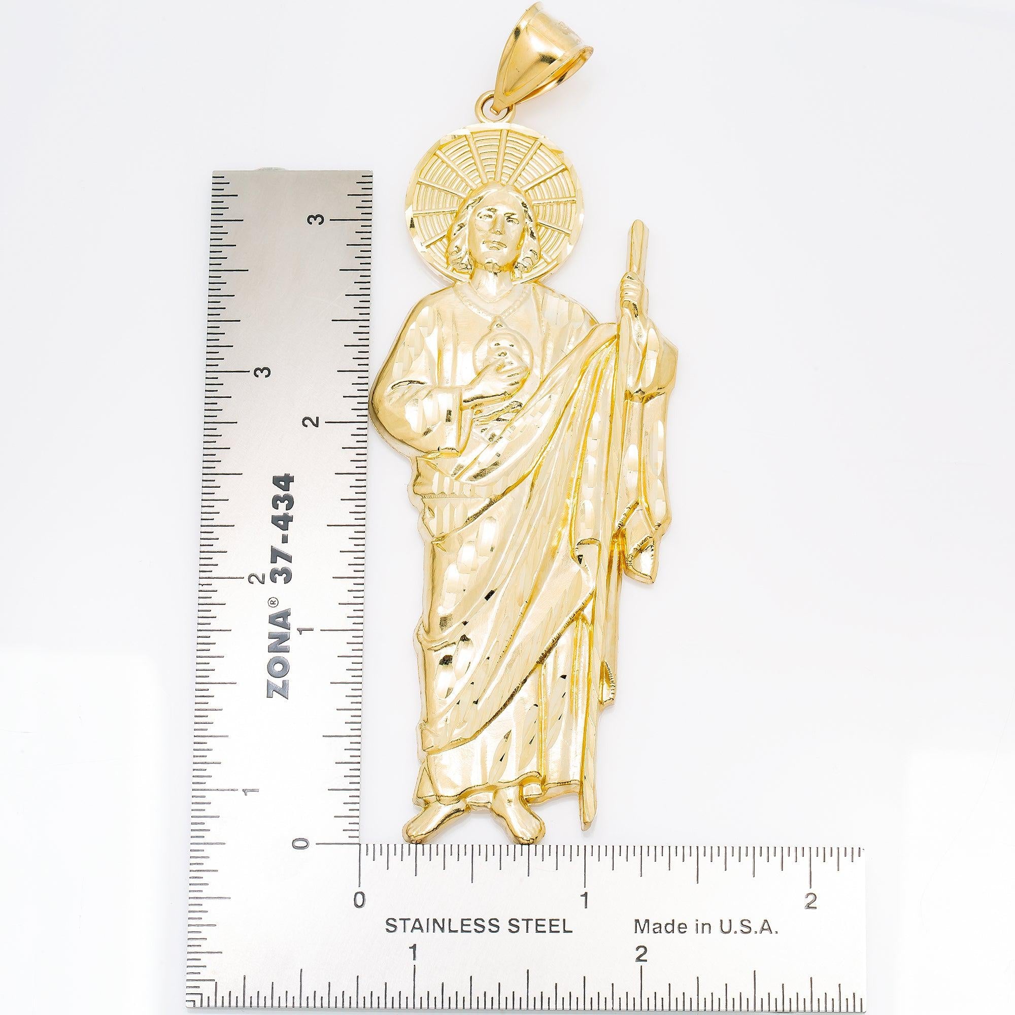 10K GOLD JESUS WITH HALO PENDANT 4"