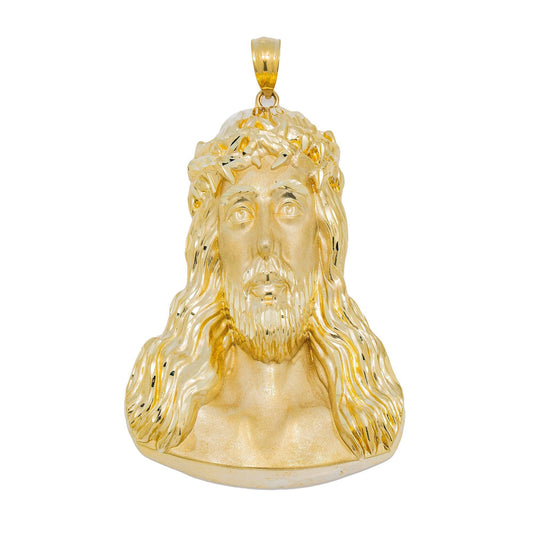 10K GOLD JESUS HEAD PENDANT 3.5"