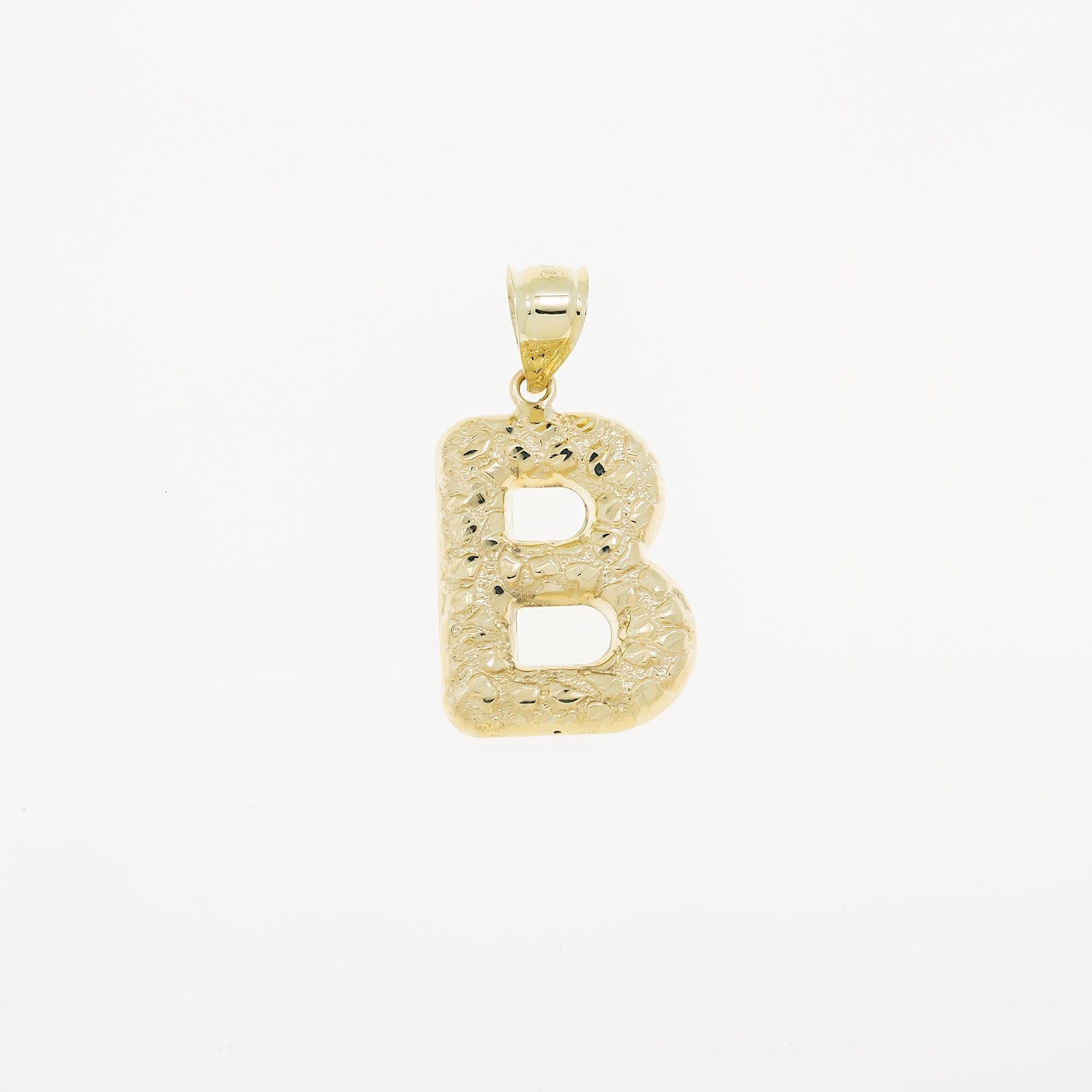 10K GOLD NUGGET INITIAL B PENDANT 2.3G