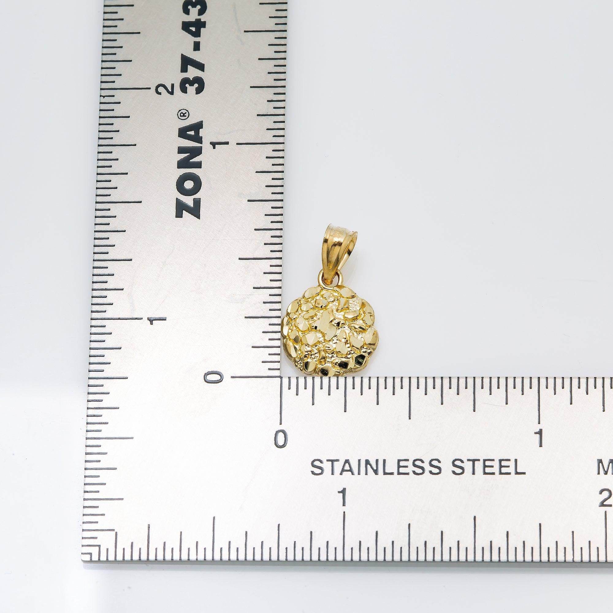 10K GOLD CIRCLE NUGGET PENDANT 0.65"