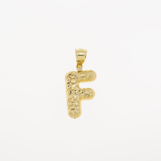 10K GOLD NUGGET INITIAL F PENDANT 1.9G