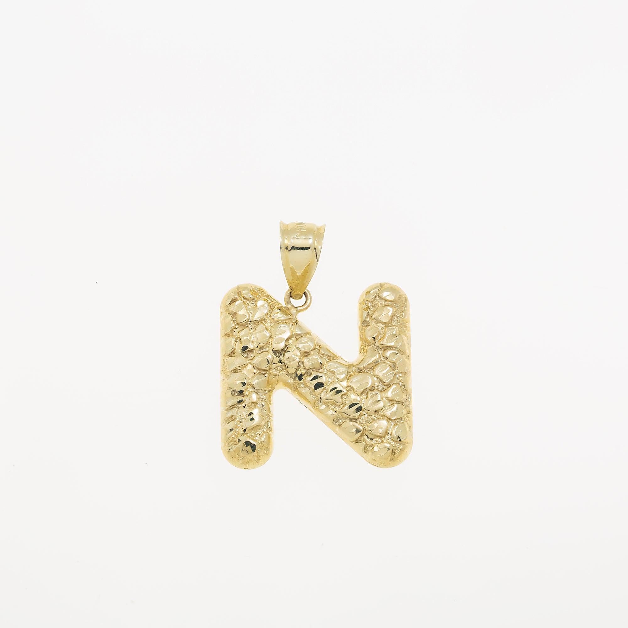 10K GOLD NUGGET INITIAL N PENDANT 2.8G