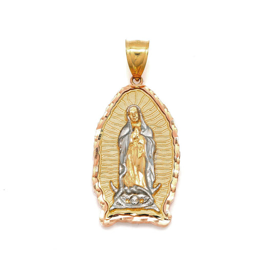 10K GOLD TWO TONE MOTHER MARY PENDANT 2.09"