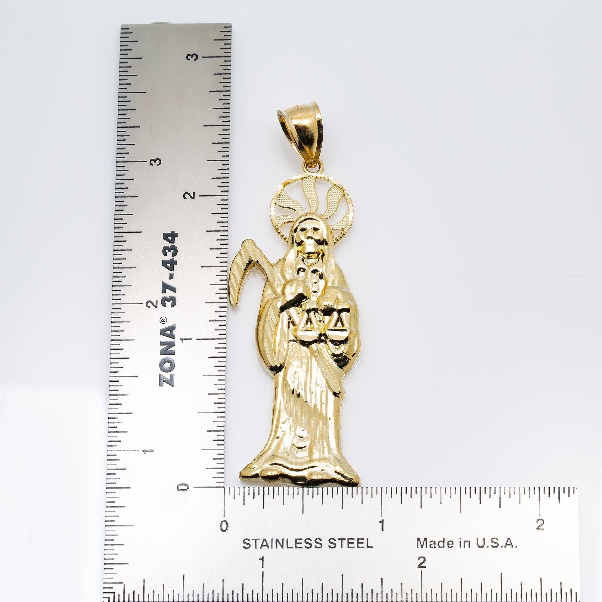10K GOLD GRIM REAPER PENDANT 2.7"
