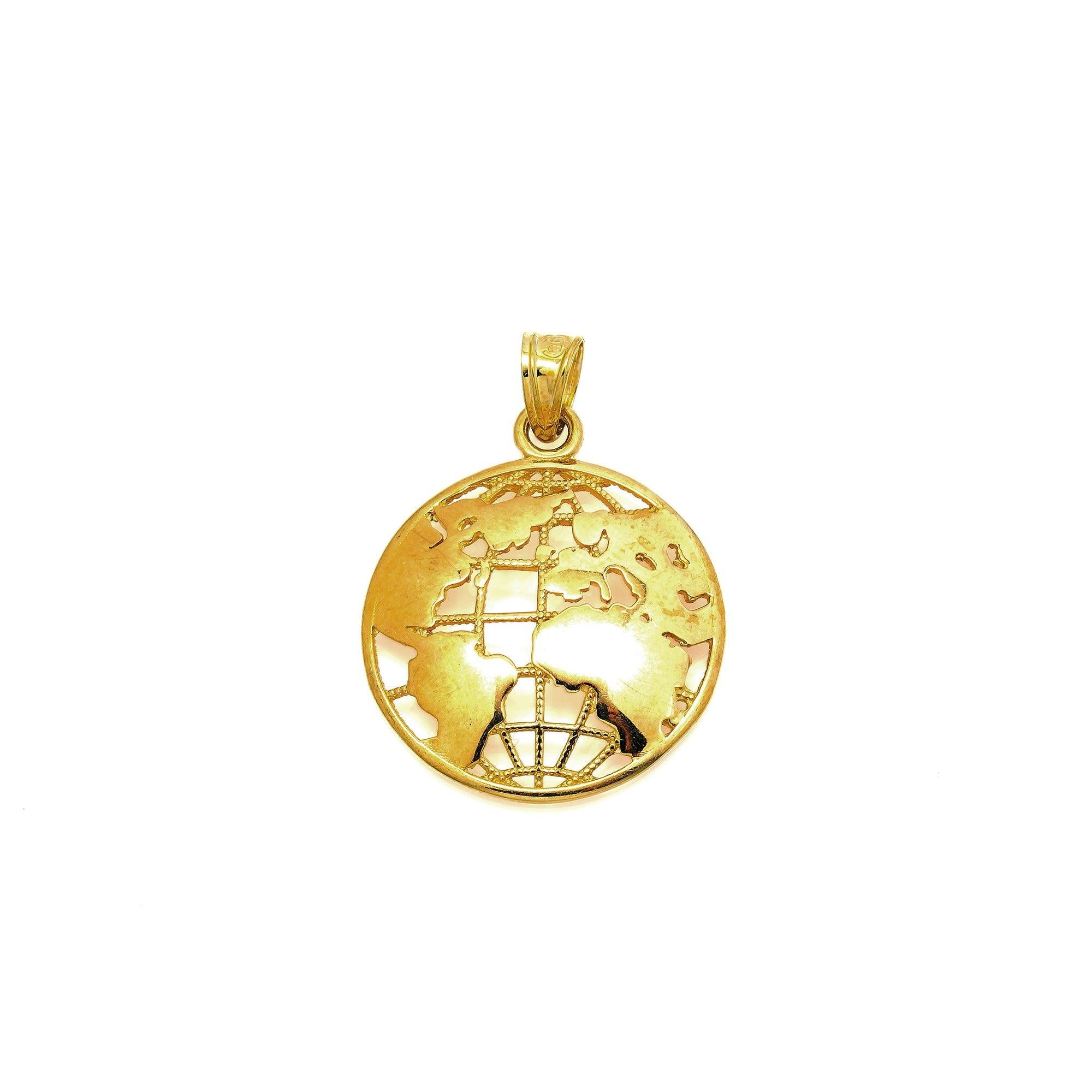 10K GOLD OPEN WORLD PENDANT 1.12"
