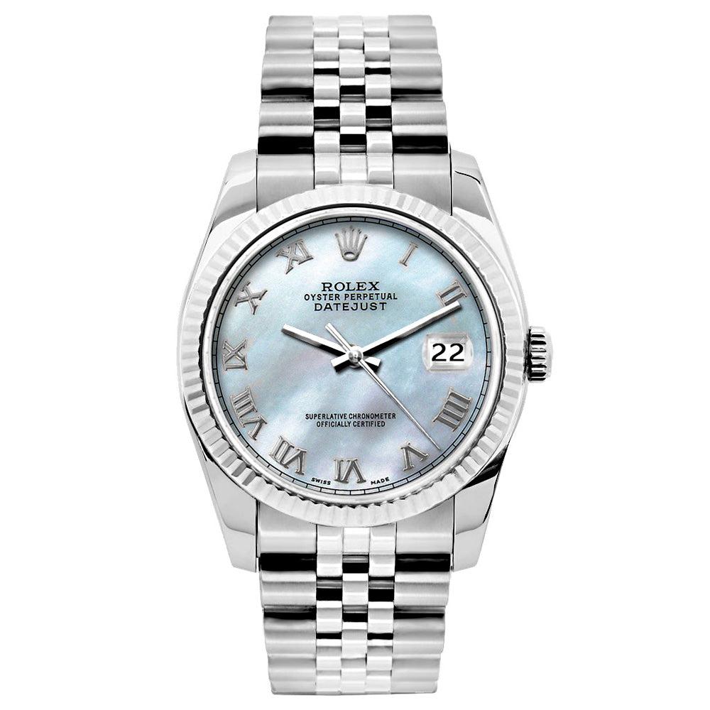 Rolex Datejust 26mm Stainless Steel Bracelet Blue Mother of Pearl Dial