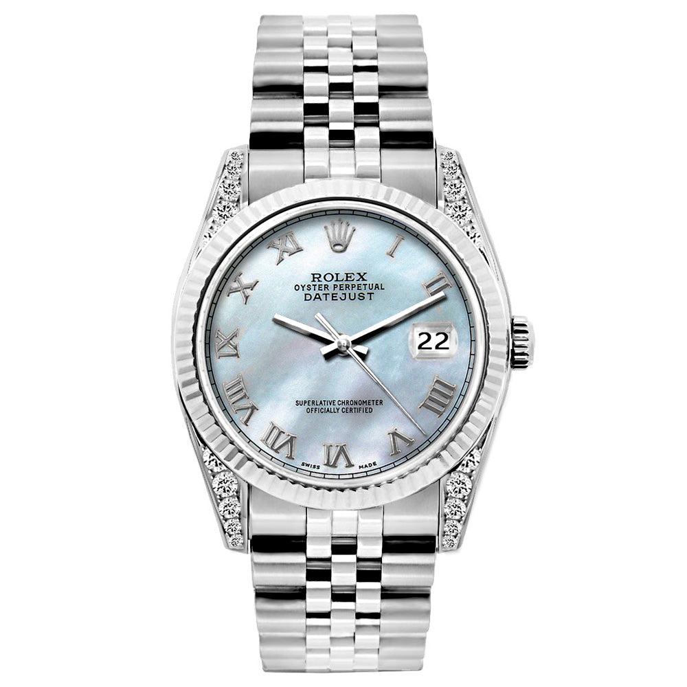 Rolex Datejust Diamond Watch, 26mm, Stainless SteelBracelet Blue Mother of Pearl Dial w/ Diamond Lugs