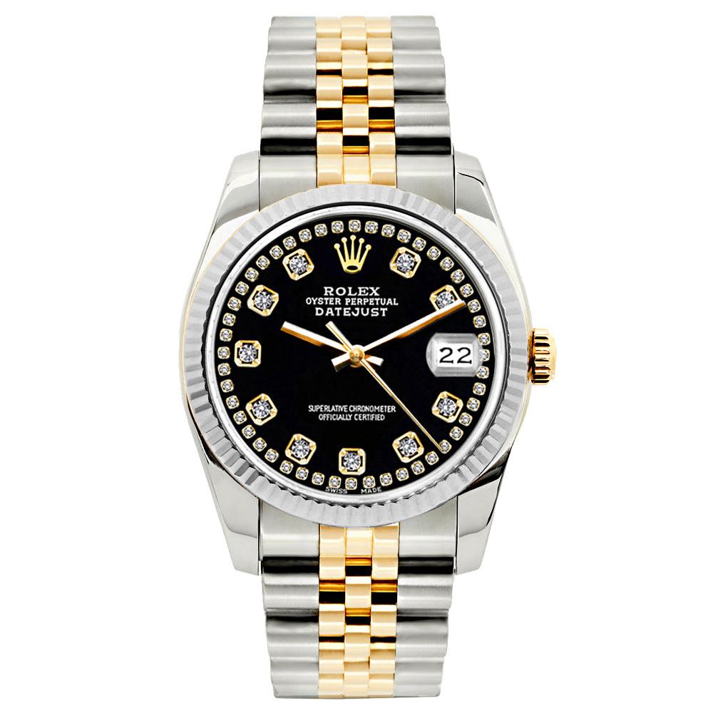Rolex Datejust 26mm Yellow Gold and Stainless Steel Bracelet Black Border Dial