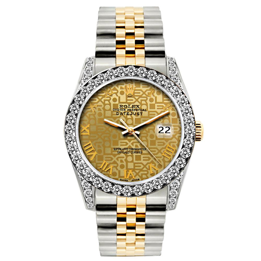 Rolex Datejust Diamond Watch, 26mm, Yellow Gold and Stainless Steel Bracelet Gold Dial w/ Diamond Bezel and Lugs