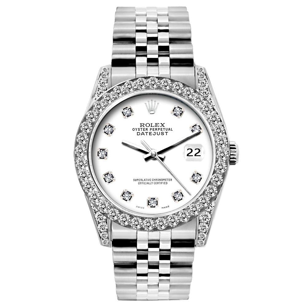 Rolex Datejust Diamond Watch, 26mm, Stainless SteelBracelet White Dial w/ Diamond Bezel and Lugs