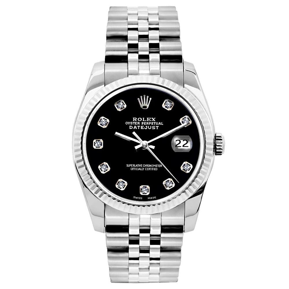 Rolex Datejust 26MM Jet Black Diamond Dial With Stainless Steel Jubilee Bracelet