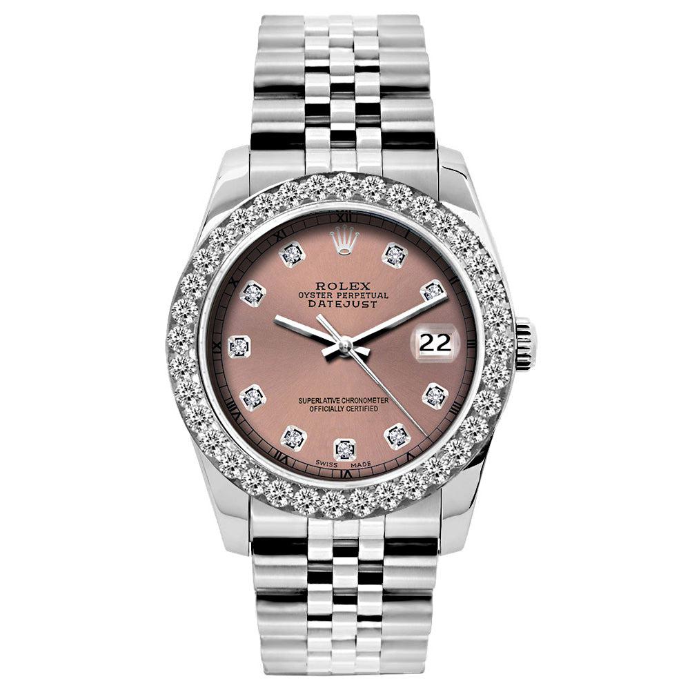 Rolex Datejust Diamond Watch, 26mm, Stainless SteelBracelet Rust Dial w/ Diamond Bezel