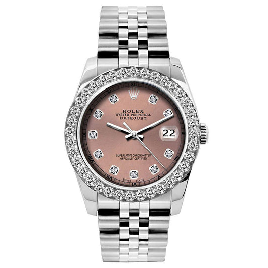 Rolex Datejust Diamond Watch, 26mm, Stainless SteelBracelet Rust Dial w/ Diamond Bezel