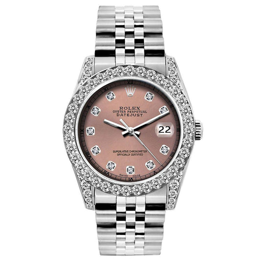 Rolex Datejust Diamond Watch, 26mm, Stainless SteelBracelet Rust Dial w/ Diamond Bezel and Lugs