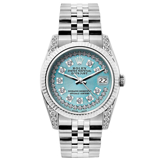 Rolex Datejust Diamond Watch, 26mm, Stainless SteelBracelet Turquoise Dial w/ Diamond Lugs