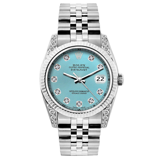 Rolex Datejust 26mm Blue Rays Diamond Dial, Bezel, or Lugs With Stainless Steel Bracelet