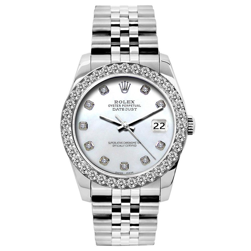 Rolex DateJust Diamond Watch, 26mm, Stainless Steel Bracelet Mother of Pearl Dial w/ Diamond Bezel