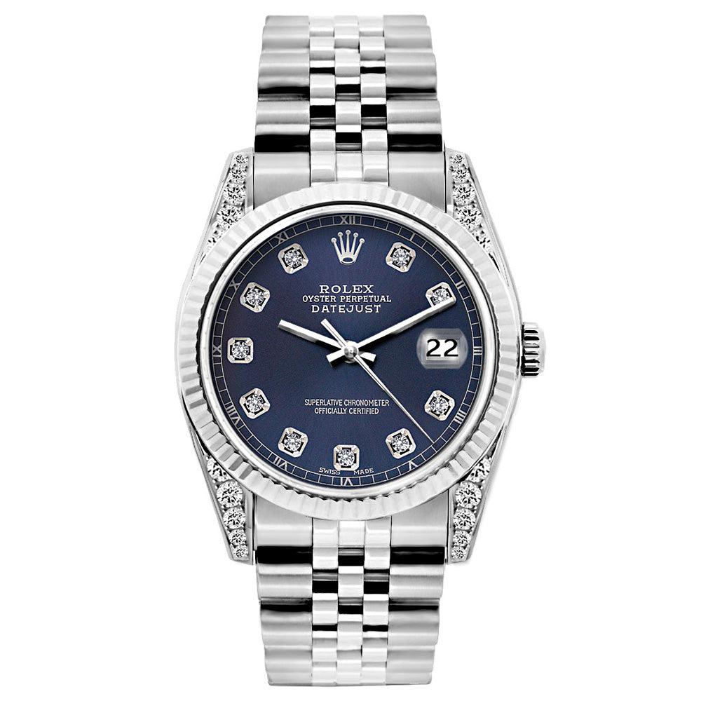 Rolex Datejust Diamond Watch, 26mm, Stainless SteelBracelet Navy Blue Dial w/ Diamond Lugs