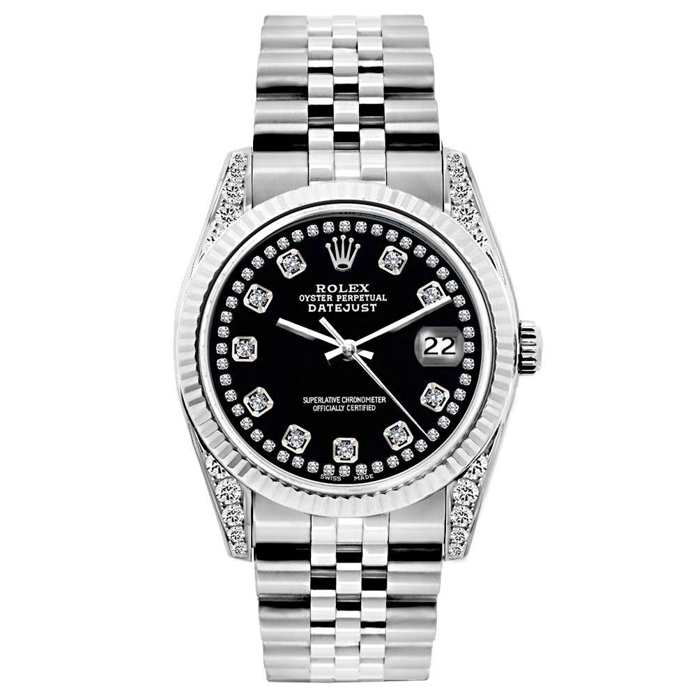Rolex Datejust Diamond Watch, 26mm, Stainless SteelBracelet Black Star Dial w/ Diamond Lugs