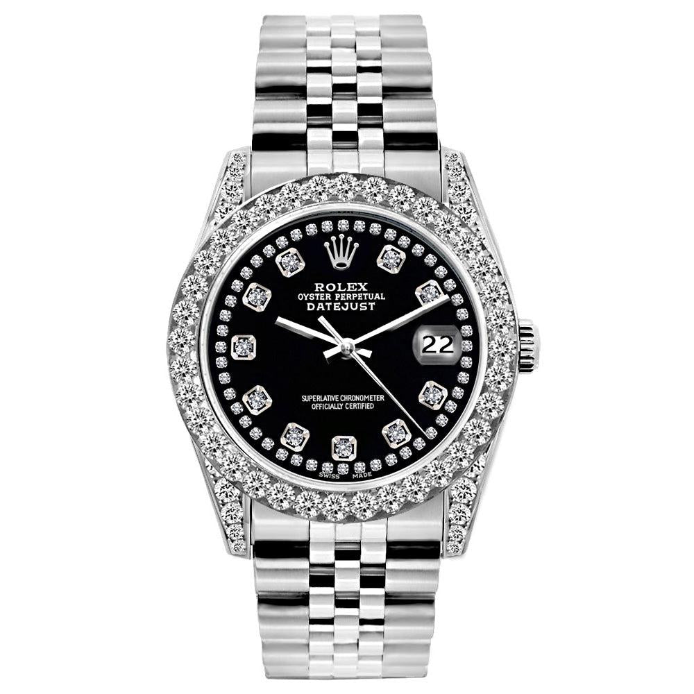 Rolex Datejust Diamond Watch, 26mm, Stainless SteelBracelet Black Star Dial w/ Diamond Bezel and Lugs