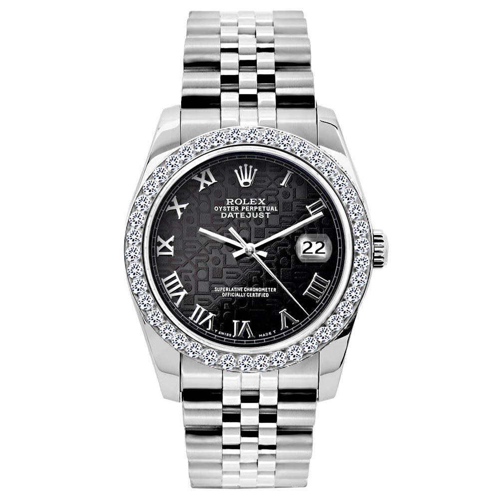Rolex Datejust Diamond Watch, 26mm, Stainless SteelBracelet Black Rolex Dial w/ Diamond Bezel