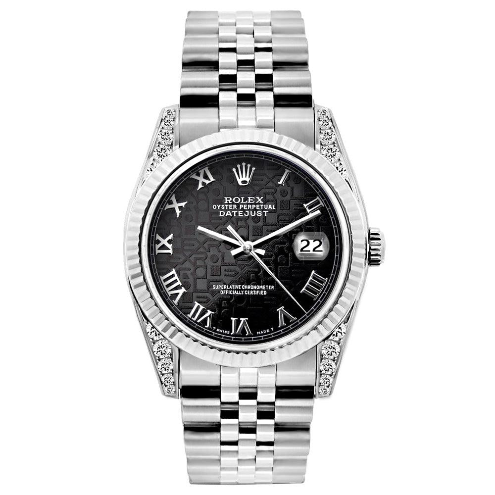 Rolex Datejust Diamond Watch, 26mm, Stainless SteelBracelet Black Rolex Dial w/ Diamond Lugs
