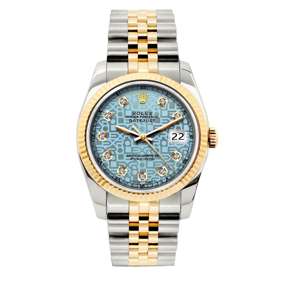 Rolex Datejust 36mm Yellow Gold and Stainless Steel Bracelet Blue Rolex Dial