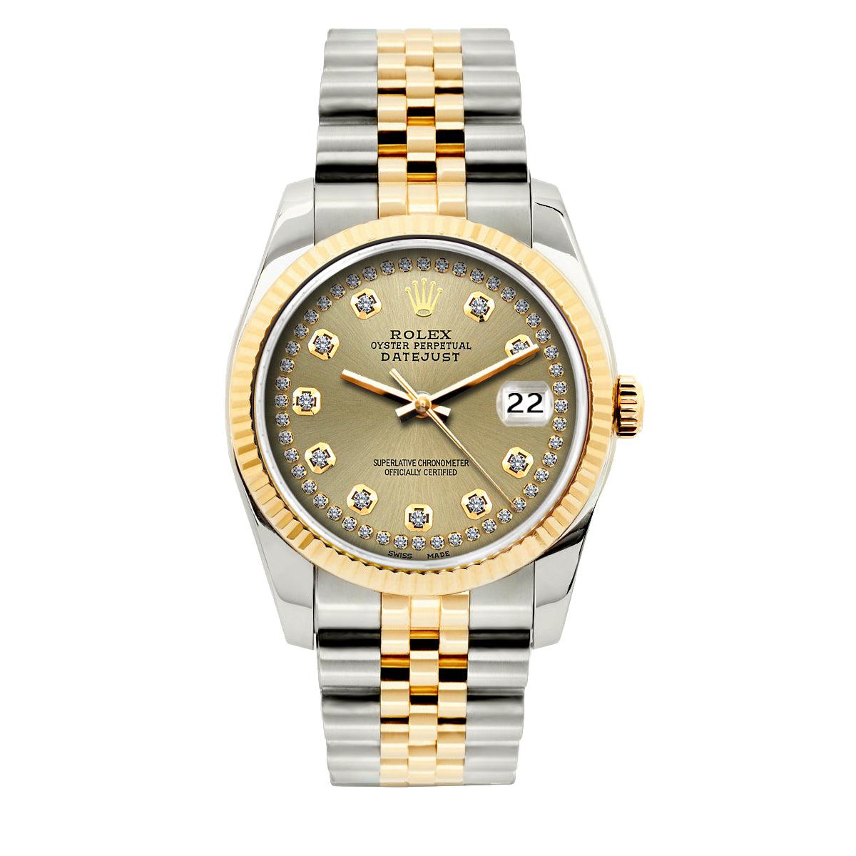 Rolex Datejust 36mm Yellow Gold and Stainless Steel Bracelet Gold Dial
