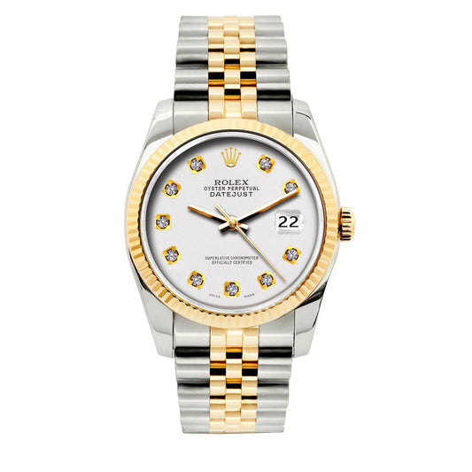 Rolex Datejust 1601 36mm Yellow Gold and Stainless Steel Bracelet White Dial
