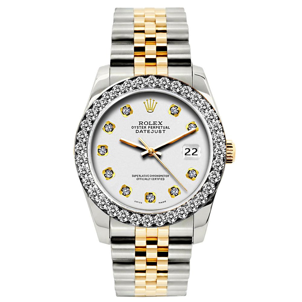 Rolex Datejust Diamond Watch, 26mm, Yellow Gold and Stainless Steel Bracelet Whisper Dial w/ Diamond Bezel