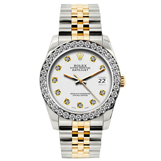 Rolex Datejust Diamond Watch, 26mm, Yellow Gold and Stainless Steel Bracelet Whisper Dial w/ Diamond Bezel