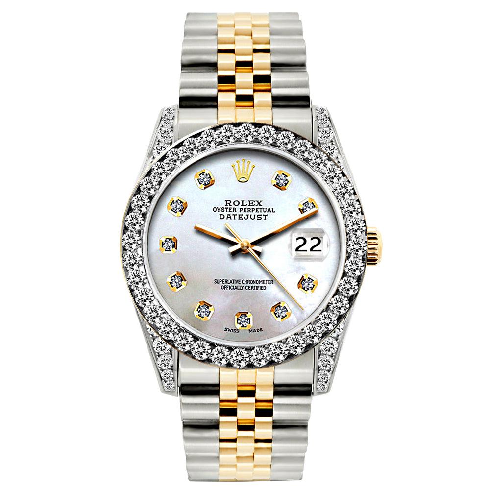 Rolex Datejust Diamond Watch, 26mm, Yellow Gold and Stainless Steel Bracelet Pattens Blue Dial w/ Diamond Bezel and Lugs
