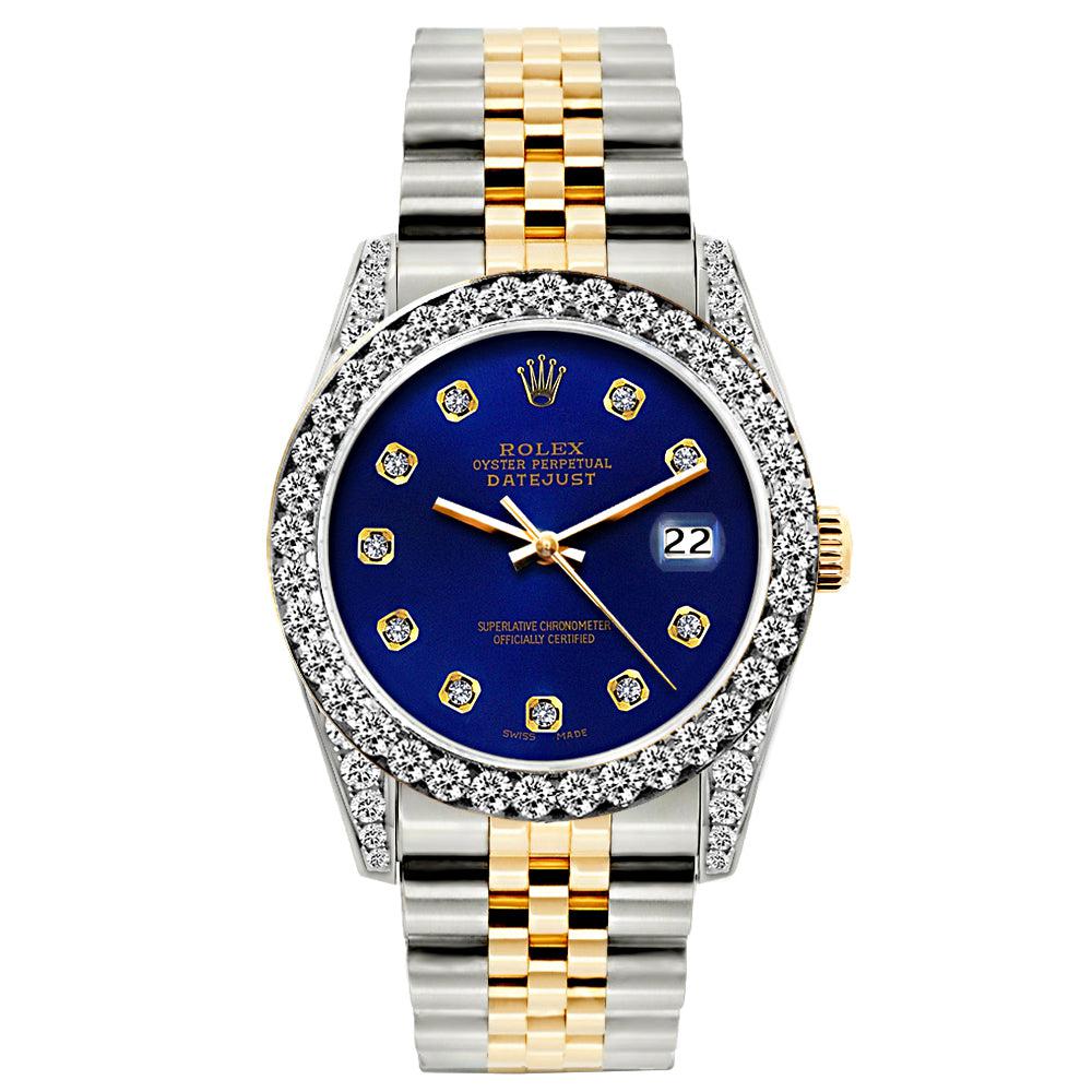 Rolex Datejust Diamond Watch, 26mm, Yellow Gold and Stainless Steel Bracelet Sapphire Dial w/ Diamond Bezel and Lugs
